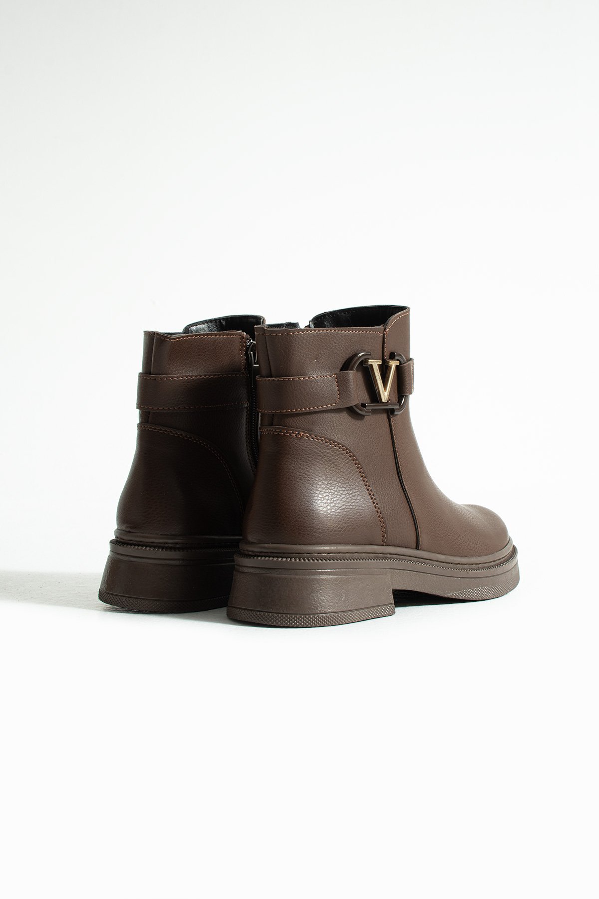 Kadın kahve Kısa Kışlık Bot Fermualı Tokalı - Görsel 2