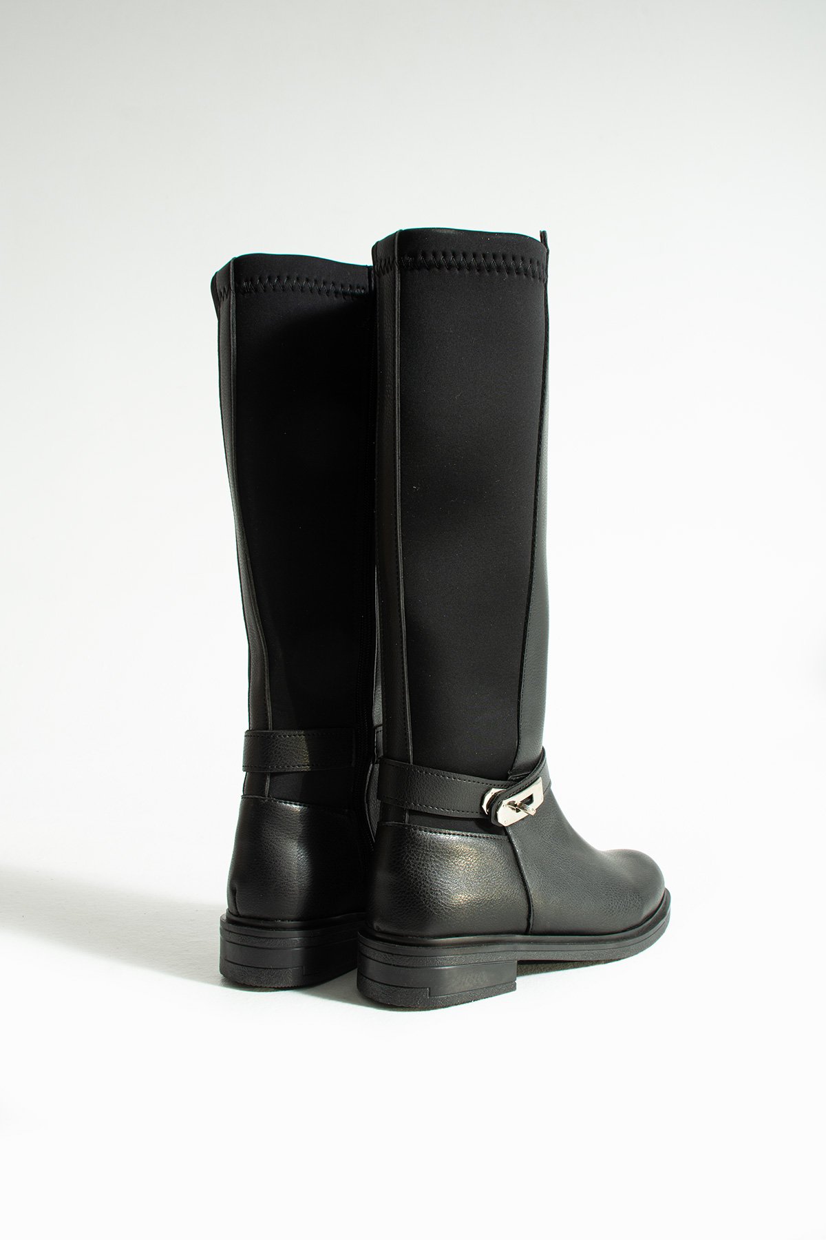 Kadın Uzun Çizme Tokalı Fermualı Streç Konçlu Diz Altı - Görsel 3