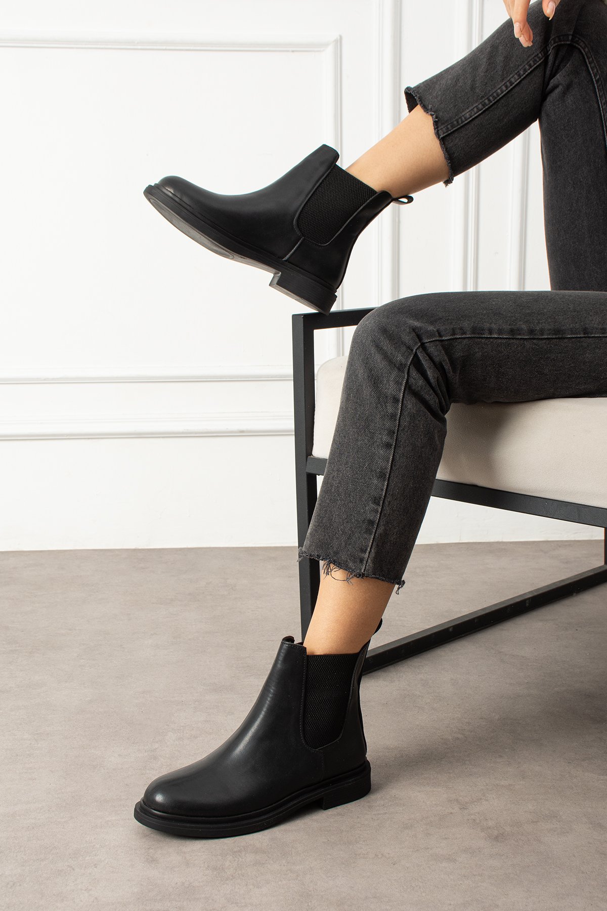 Kadın Yan Lastikli Düz Taban Chelsea Bot - Görsel 6