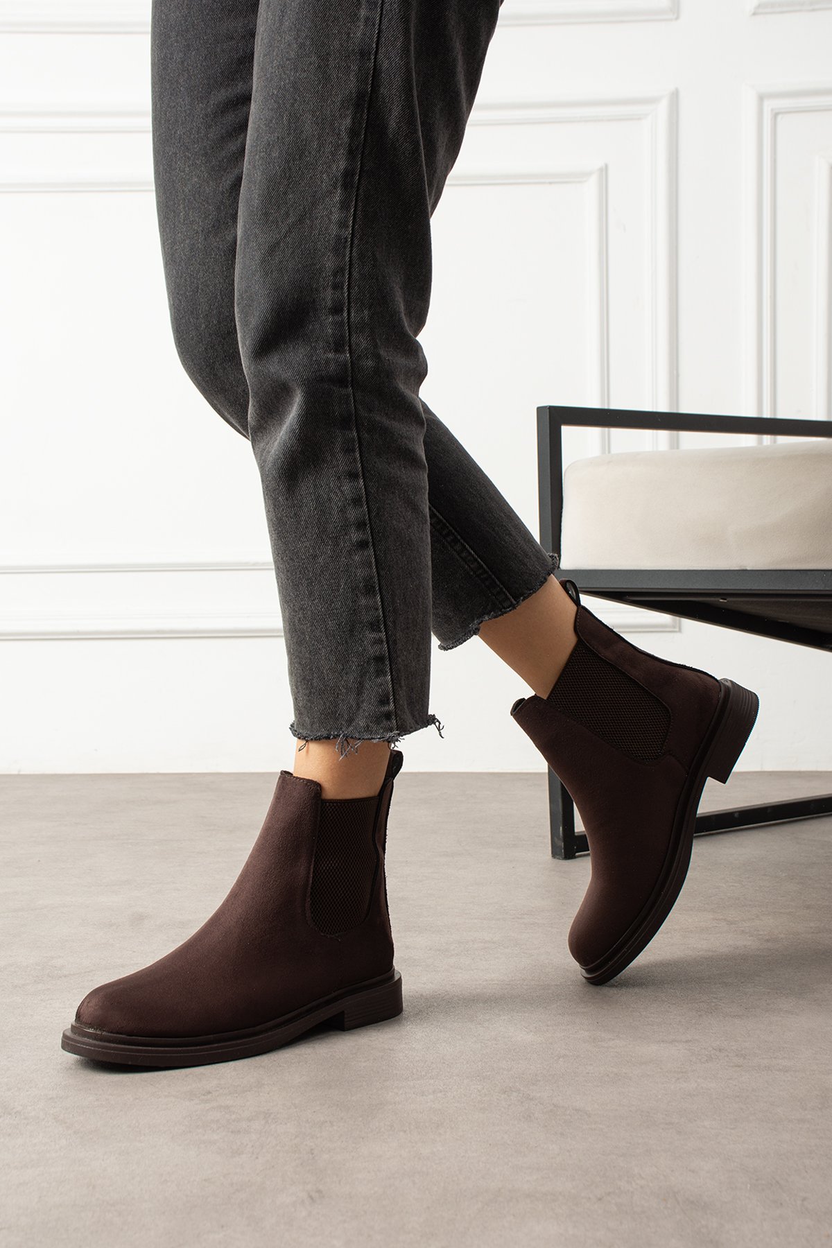 Kadın Yan Lastikli Düz Taban Chelsea Bot - Görsel 6